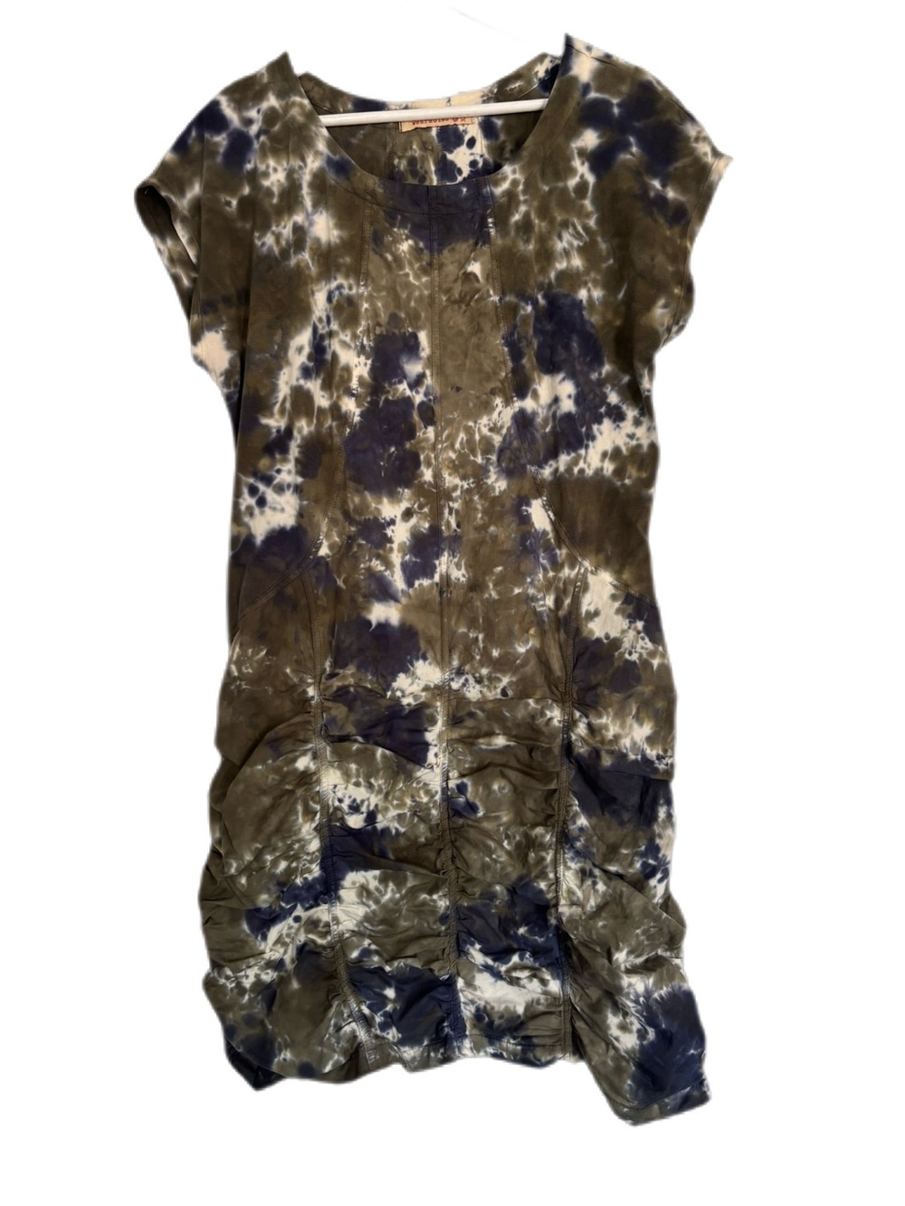 Wearables Ruched Tie-Dye Bodycon Mini Dress - Olive & Purple - Size XL